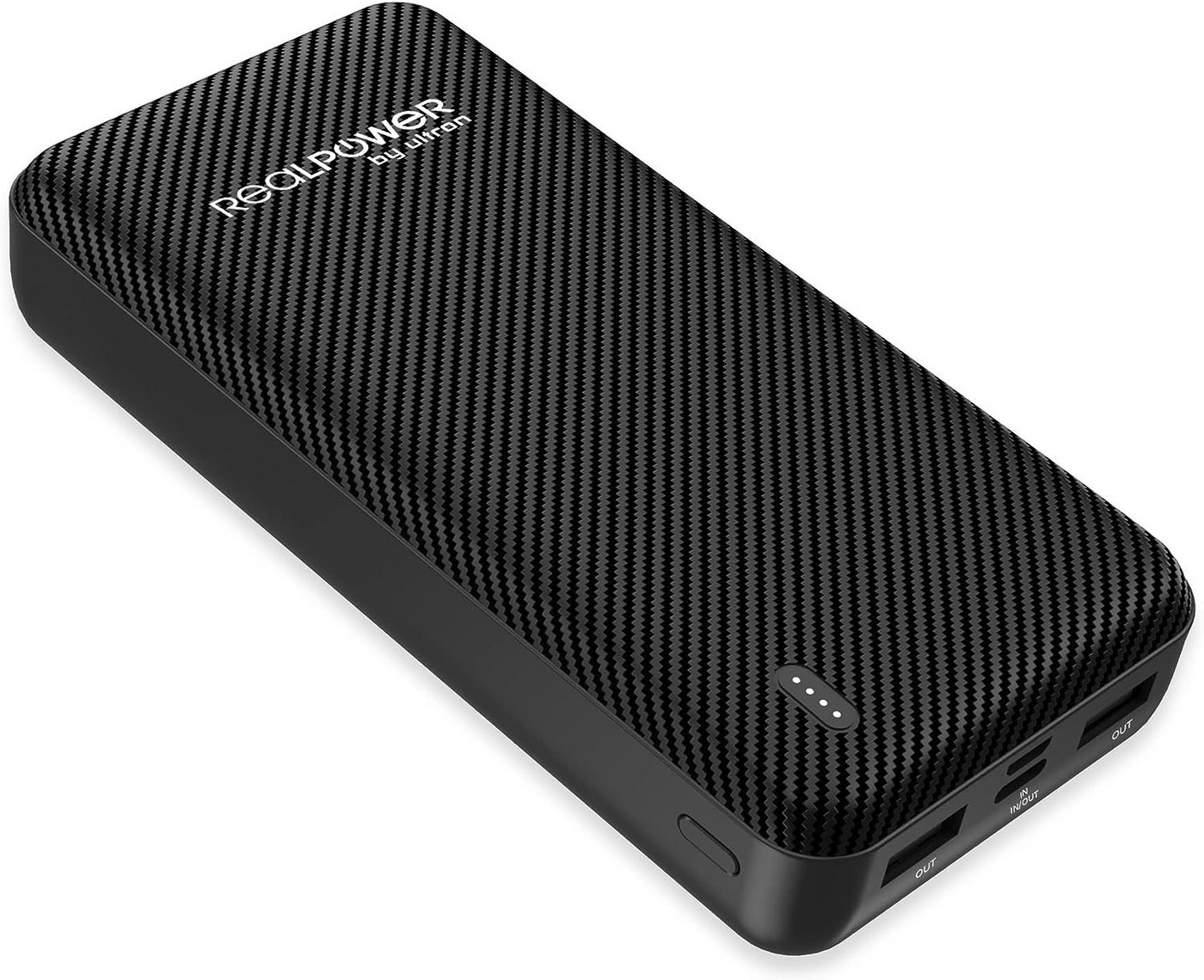 Realpower PB-20000 SE Powerbank 20000mAh Akku Ladegerät mit 2 USB Ports Powerbank von Realpower