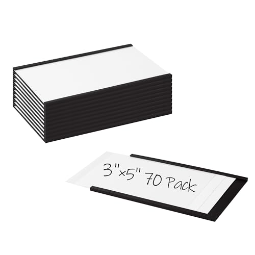 Realth Magnetische Etikettenhalter | 70 Stück C-Kanal Magnet -Etiketten | 76.2MM X 127MM | Beschreibbar Schmutzfrei Abnehmbar für Whiteboard Metall Hängeschränke und Schubladen(MLH3570) von Realth