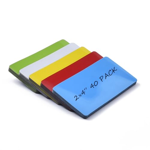 Realth Magnetstreifen Beschreibbar | 40 Stück 5CM x 10CM Mehrfarbig | Wiederverwendbar und löschbar | für Klassenzimmer Home Office Whiteboard Kühlschrank Crafts Namensschilder(RML4430S) von Realth