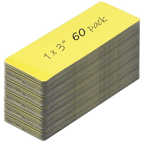 Realth Magnetstreifen Beschreibbar | 60 Stück 2.5CM x 7.6CM Gelb | Wiederverwendbar und löschbar | für Klassenzimmer Home Office Whiteboard Kühlschrank Crafts Namensschilder(RML1360Y) von Realth