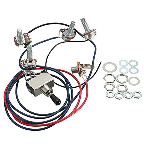 Reapyyt Lp Elektor Gitarren Ton Abnehmer Kabel Kit 2T2V 500K Töpfe 3 Wege Schalter mit Buchse für Dual Humbucker Les Pual Stil Gitarren, Schwarze Kappe Reapyyt Lp Elektor Gitarren Ton Abnehmer Kabel Kit 2T2V 500K Töpfe 3 Wege Schalter mit Buchse für Dual Humbucker Les Pual Stil Gitarren, Schwarze Kappe von Reapyyt