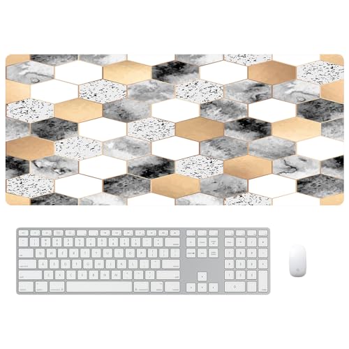 Reateforin Geometrisches abstraktes Mauspad, XXL-Mauspad, Schreibtischmatte, große Gaming-Mauspads, Computer-Matten, geometrisches Mauspad, rutschfeste Gummiunterseite, wasserdicht mit genähten Kanten von Reateforin