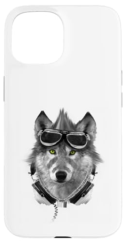 Wolf Mohawk Kopfhörer Music Rebel Animal Artwork Hülle für iPhone 15 von Rebel Wolf Wear