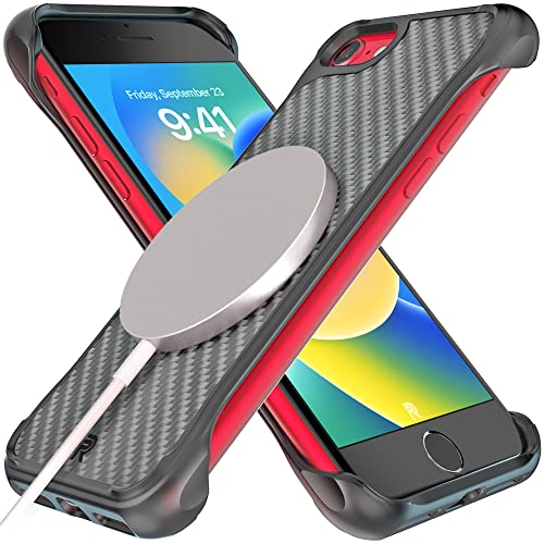 Phone REBEL Magnetische Hülle für iPhone SE 3. Generation 2022 [Flex-Serie] MagSafe kompatibel, schützende stoßfeste Ecken, passend für SE 2020/iPhone 8/7 (Aramidfaser) von Rebel