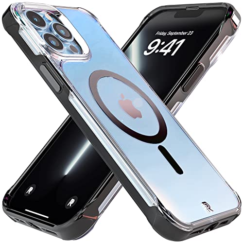 Phone Rebel – iPhone 13 Pro Max Hülle – Crystal Series Gen-3 – transparent, glänzend, schützend, stoßfest, MagSafe kompatibel, Metallknöpfe, Slim Fit Griff (6,7 Zoll) (schwarz) von Rebel
