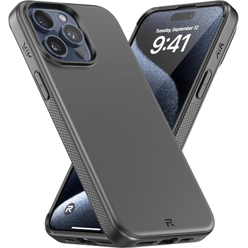 REBEL Air Hülle für iPhone 15 Pro Max [Air² Serie] Starke MagSafe-kompatibel, griffige Seiten, schlanke & leichte TPU-Abdeckung, Schutzecken, erhöhter Objektivring, 6,7 Zoll Phone 2024 (Schwarz) von Rebel