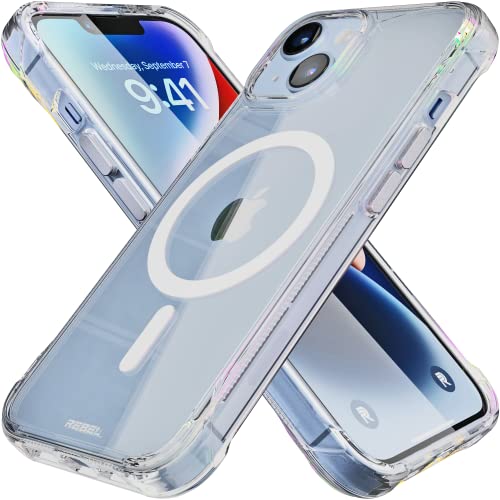 REBEL Phone Clear Case für iPhone 14 [Crystal Series Gen-4] Starke MagSafe Kompatibel, Anti-Kratzer, Vergilbungsfrei, Schutz, Metalltasten, 6.1 Zoll 2023 Cover 13 & 1 4 (Clean) AR) von Rebel
