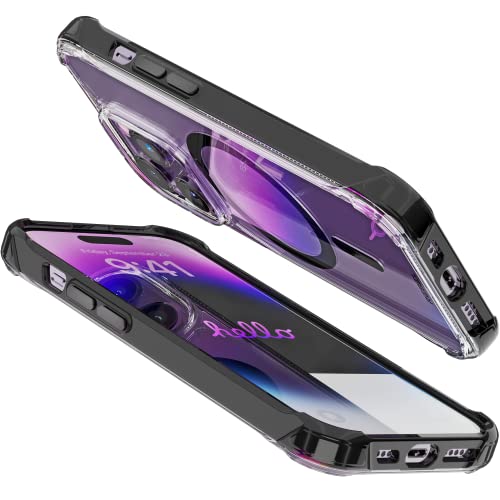 REBEL Phone Clear Case für iPhone 14 Pro [Crystal Series Gen-4] Starke MagSafe Kompatibel, Anti-Kratzer, Vergilbungsfrei, Schutz, Metalltasten, 6.1 Zoll 2023 Abdeckung (Klar /Schwarz) von Rebel