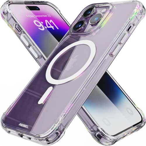 REBEL Phone Clear Case für iPhone 14 Pro Max [Crystal Series Gen-4] Stark MagSafe Kompatibel, Anti-Kratzer, Vergilbungsfrei, Schutz, Metalltasten, 6.7 Zoll 2023 (Crystal Transparent) von Rebel