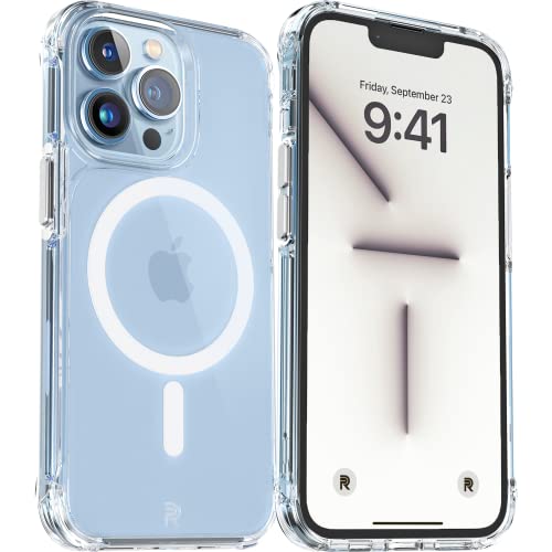 REBEL - iPhone 13 Pro Hülle – Crystal Series Gen-3 – transparent, glänzend, schützend, stoßfest, MagSafe kompatibel, Metallknöpfe, Slim Fit Griff (6,1 Zoll) (klar) von Rebel