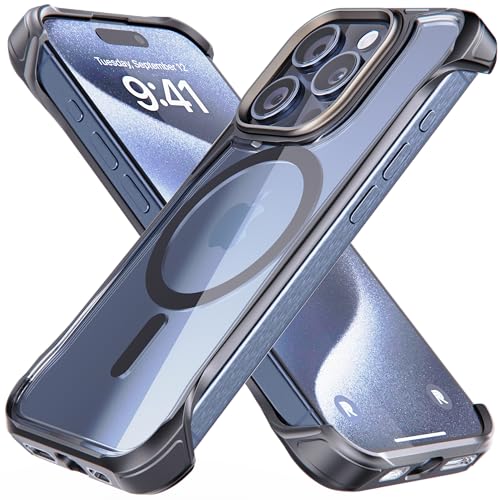 Rebel iPhone 15 Pro Clear Case [Crystal Flex Series] Freiliegende Seiten Komfort starker MagSafe-kompatibel glänzender Griff schützend stoßfest verbesserte rahmenlose Abdeckung 6 1 Zoll CFS-15PRO von Rebel