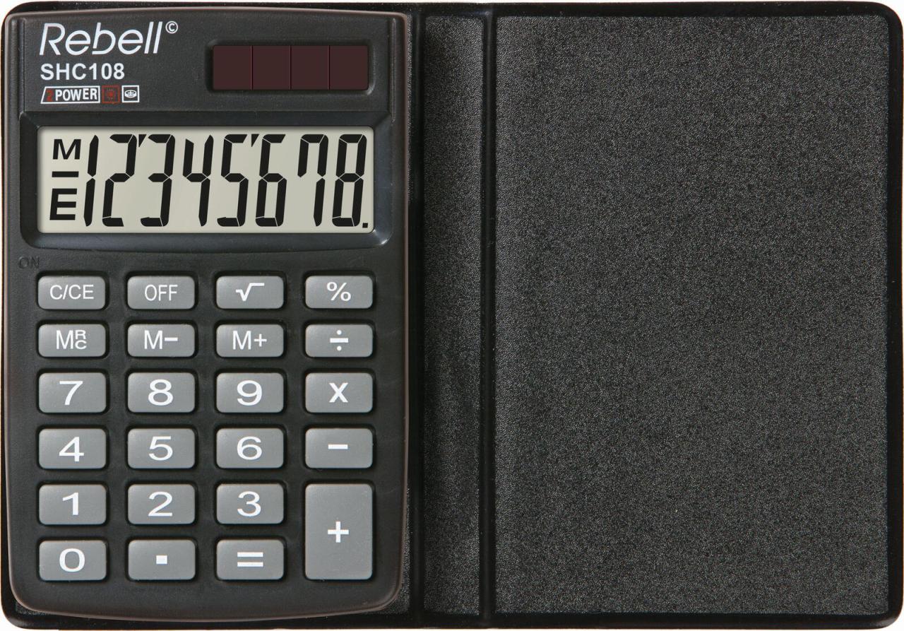 Rebell Taschenrechner SHC 108 schwarz/grau Rebell Taschenrechner SHC 108 schwarz/grau von Rebell