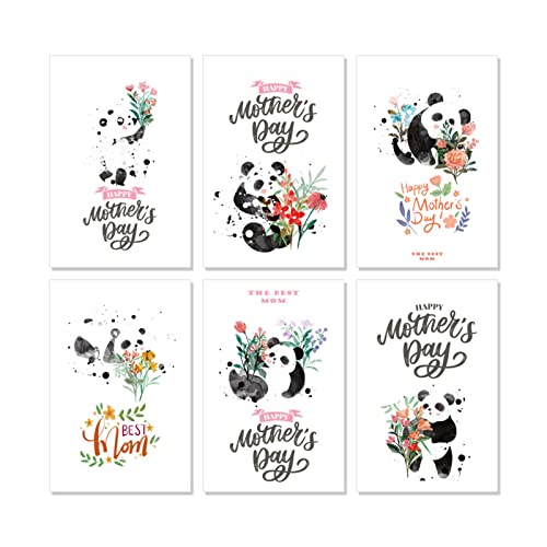 Happy Mother's Day Panda Grußkarten 24 Blatt mit Umschlägen und Aufklebern, Set Dankesnachricht, Segen für Dekoration, Grußkarten für Geschenke von Rebellious