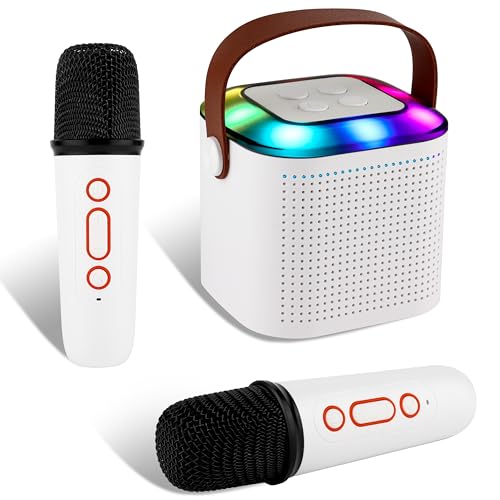 Rebundex Karaoke Maschine Kinder Tragbare Mini Bluetooth Kinder Karaoke Box Set, Karaoke Anlage mit 2 Mikrofonen und Bunte Lichter, Geschenke für Jungen Mädchen, geeignet für Familienfeiern von Rebundex