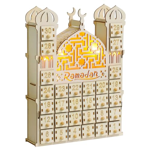 Ramadan Kalender aus Holz mit Lichtern | 30 Schubladen für Countdown | Handgefertigter Ramazan Kalender | Wiederverwendbare Ramadan Deko für Zuhause und Eid Ramadan Kalender aus Holz mit Lichtern | 30 Schubladen für Countdown | Handgefertigter Ramazan Kalender | Wiederverwendbare Ramadan Deko für Zuhause und Eid von Recitem