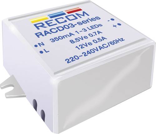 Recom Lighting RACD03-700 LED-Konstantstromquelle 3W 700mA 4.5 V/DC Betriebsspannung max.: 264 V/AC Recom Lighting RACD03-700 LED-Konstantstromquelle 3W 700mA 4.5 V/DC Betriebsspannung max.: 264 V/AC von Recom Lighting