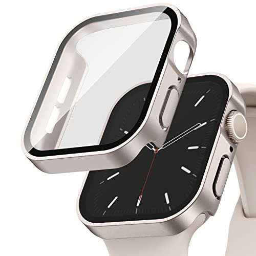 Recoppa 2 Stück Apple Watch Schutzhülle 40mm, Rechtwinklige Hülle mit Displayschutz aus Glas für Apple Watch Series 6/SE/5/4, Polarstern*2 von Recoppa
