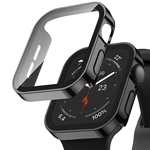 Recoppa 2 Stück Apple Watch Schutzhülle 44mm, wasserdichte Hülle mit Displayschutz aus Glas für Apple Watch Series 6/SE/5/4, Schwarz*2 von Recoppa