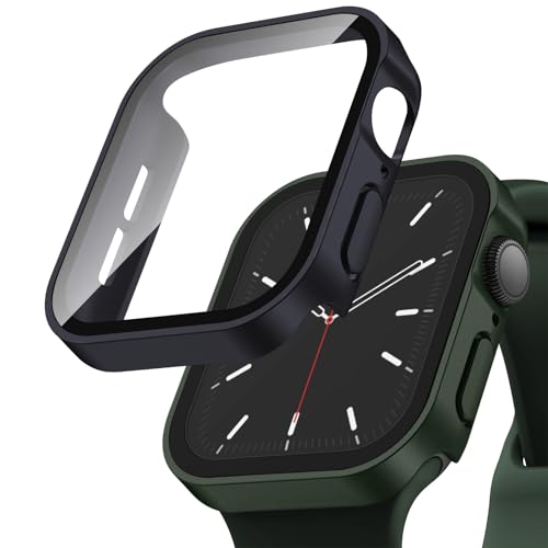 Recoppa 2 Stück Apple Watch Schutzhülle 45mm, wasserdichte Rechtwinklige Hülle mit Displayschutz aus Glas für Apple Watch Series 9 8 7 von Recoppa