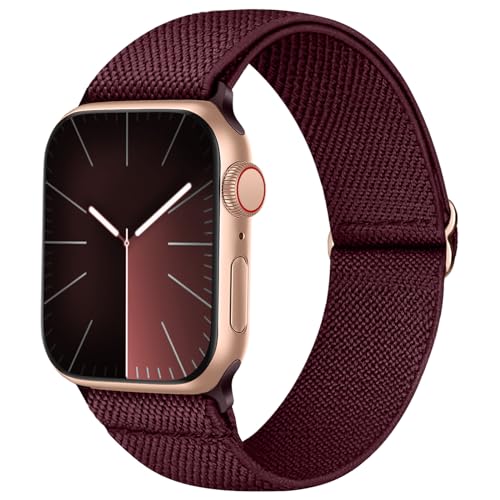 Recoppa Nylon Armband Kompatibel mit Apple Watch 42mm 44mm 45mm für Damen Herren, Solo Loop Stoff Elastisches Band für iWatch 9 SE 8 7 6 5 4 3 2 1 von Recoppa