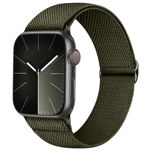 Recoppa Nylon Armband Kompatibel mit Apple Watch 42mm 44mm 45mm für Damen Herren, Solo Loop Stoff Elastisches Band für iWatch 9 SE 8 7 6 5 4 3 2 1 von Recoppa