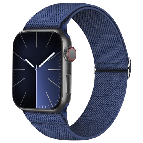 Recoppa Nylon Armband Kompatibel mit Apple Watch 42mm 44mm 45mm für Damen Herren, Solo Loop Stoff Elastisches Band für iWatch 9 SE 8 7 6 5 4 3 2 1 von Recoppa