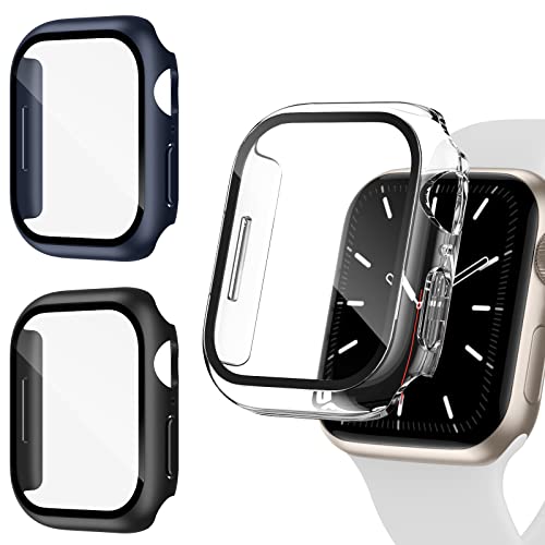 Recoppa für Apple Watch 9 Schutzhülle, Apple Watch 8 Hülle mit Displayschutz aus Panzerglas, 41mm Case Kompatibel mit Apple Watch Series 7 (3 Stück) von Recoppa