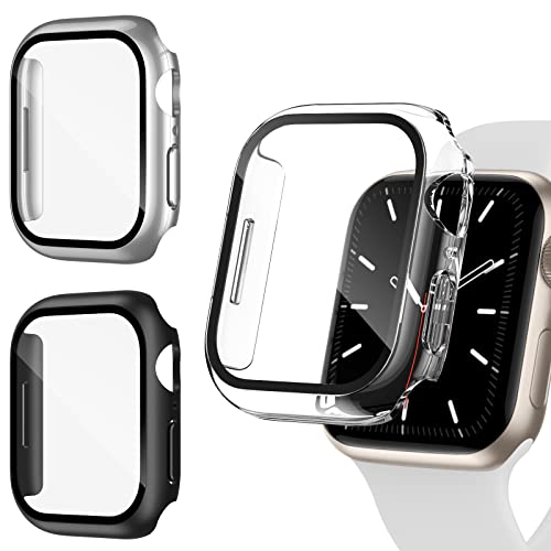 Recoppa für Apple Watch 9 Schutzhülle, Apple Watch 8 Hülle mit Displayschutz aus Panzerglas, 45mm Case Kompatibel mit Apple Watch Series 7 (3 Stück) von Recoppa