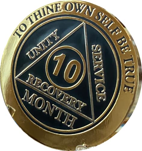 AA-Medaillon für 10 Monate, elegantes schwarzes Gold und versilberter Chip AA-Medaillon für 10 Monate, elegantes schwarzes Gold und versilberter Chip von RecoveryChip