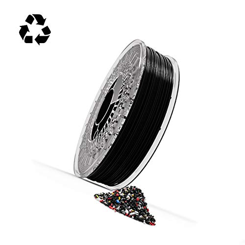 Reciflex Filament aus flexiblem TPU, 100 % recycelt, für 3D-Drucker, sehr einfach zu drucken, mit einer Härte von 96 A bis 98 A, 1,75 mm, 750 g, Schwarz von Recreus
