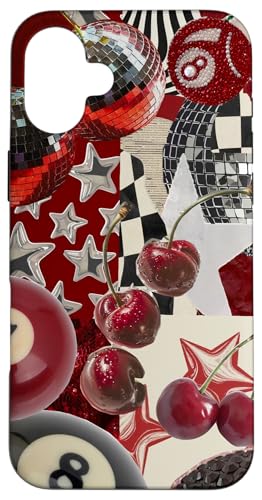 Red Cherry Star Discokugel Retro Y2K Collage Frauen Mädchen Hülle für iPhone 16 Plus Red Cherry Star Discokugel Retro Y2K Collage Frauen Mädchen Hülle für iPhone 16 Plus von Red Cherry Star Disco Ball Retro Y2K