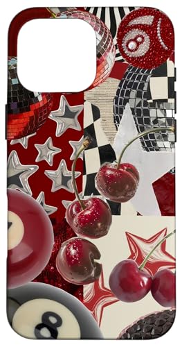 Red Cherry Star Discokugel Retro Y2K Collage Frauen Mädchen Hülle für iPhone 16 Pro Max Red Cherry Star Discokugel Retro Y2K Collage Frauen Mädchen Hülle für iPhone 16 Pro Max von Red Cherry Star Disco Ball Retro Y2K