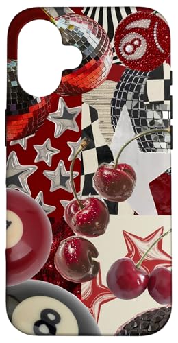 Red Cherry Star Discokugel Retro Y2K Collage Frauen Mädchen Hülle für iPhone 16 Red Cherry Star Discokugel Retro Y2K Collage Frauen Mädchen Hülle für iPhone 16 von Red Cherry Star Disco Ball Retro Y2K