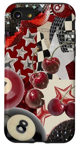 Red Cherry Star Discokugel Retro Y2K Collage Frauen Mädchen Hülle für iPhone SE (2020) / 7 / 8 von Red Cherry Star Disco Ball Retro Y2K
