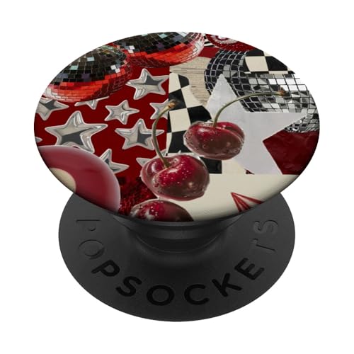 Red Cherry Star Discokugel Retro Y2K Collage Frauen Mädchen PopSockets Klebender PopGrip Red Cherry Star Discokugel Retro Y2K Collage Frauen Mädchen PopSockets Klebender PopGrip von Red Cherry Star Disco Ball Retro Y2K