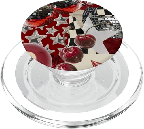 Red Cherry Star Discokugel Retro Y2K Collage Frauen Mädchen PopSockets PopGrip für MagSafe Red Cherry Star Discokugel Retro Y2K Collage Frauen Mädchen PopSockets PopGrip für MagSafe von Red Cherry Star Disco Ball Retro Y2K