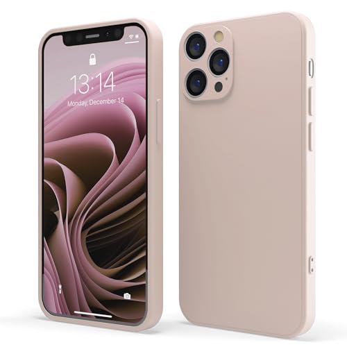 Red Ember Stoßfeste Schutzhülle für iPhone, ultradünn, Flüssigsilikon, Matte Oberfläche, mit weichem, kratzfestem Mikrofaserfutter, iPhone 12 Pro, Pastellrosa von Red Ember