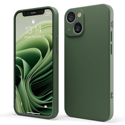 Red Ember Stoßfeste Schutzhülle für iPhone, ultradünn, Flüssigsilikon, matte Oberfläche, mit weichem, kratzfestem Mikrofaserfutter (Grün, iPhone 14 Plus) von Red Ember
