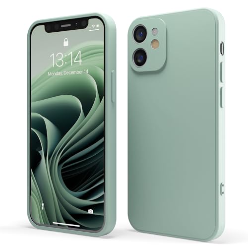 Red Ember Stoßfeste Schutzhülle für iPhone, ultradünn, Flüssigsilikon, matte Oberfläche, mit weichem, kratzfestem Mikrofaserfutter (Sage, iPhone 12) von Red Ember