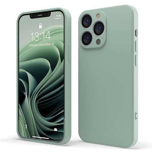 Red Ember Stoßfeste Schutzhülle für iPhone, ultradünn, Flüssigsilikon, matte Oberfläche, mit weichem, kratzfestem Mikrofaserfutter (Sage, iPhone 13 Pro Max) von Red Ember