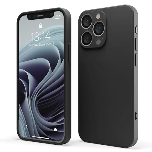 Red Ember Stoßfeste Schutzhülle für iPhone, ultradünn, Flüssigsilikon, matte Oberfläche, mit weichem, kratzfestem Mikrofaserfutter (Schwarz, iPhone 15 Pro) von Red Ember