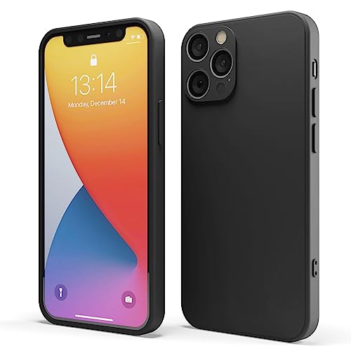 Red Ember stoßfeste Hülle für iPhone, ultradünne Schutzhülle aus flüssigem Silikon mit mattem Finish und weichem, kratzfestem Mikrofaserfutter (Schwarz, iPhone 12 Pro) von Red Ember