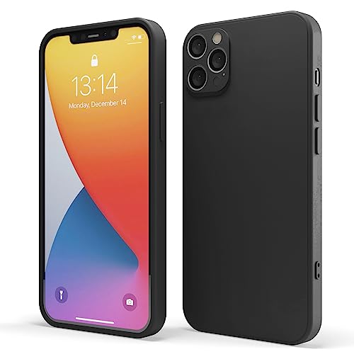 Red Ember stoßfeste Hülle für iPhone, ultradünne Schutzhülle aus flüssigem Silikon mit mattem Finish und weichem, kratzfestem Mikrofaserfutter (Schwarz, iPhone 12 Pro Max) von Red Ember