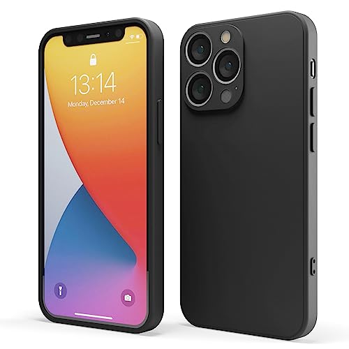 Red Ember stoßfeste Hülle für iPhone, ultradünne Schutzhülle aus flüssigem Silikon mit mattem Finish und weichem, kratzfestem Mikrofaserfutter (Schwarz, iPhone 13 Pro) von Red Ember