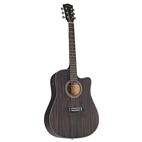 Red Hill AF-386CE Elektroakustische Westerngitarre, Hand Rubbed Dark Brown, Cutaway, Mahagoni-Korpus, Okoume-Hals, Composite-Griffbrett, 20 Bünde, Tonabnehmersystem, Integriertes Stimmgerät von Red Hill