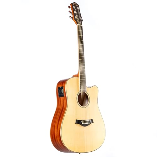 Red Hill DCE-S NT Natural Dreadnought Cutaway Westerngitarre, Massive Fichtendecke, Sapele Korpus, JM-6T Tonabnehmer, Stimmgerät, 4-Band Equalizer von Red Hill