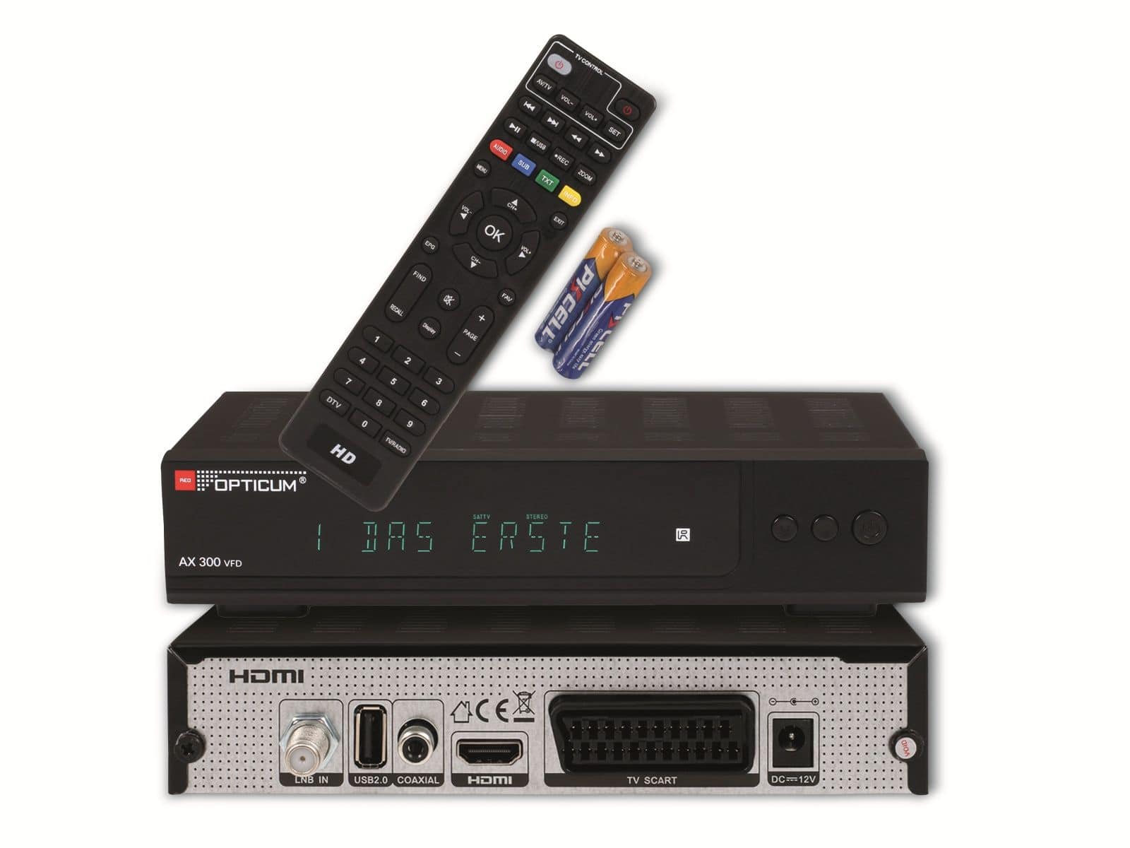 RED OPTICUM DVB-S2 HDTV-Receiver AX 300 VFD, mit PVR von Red Opticum