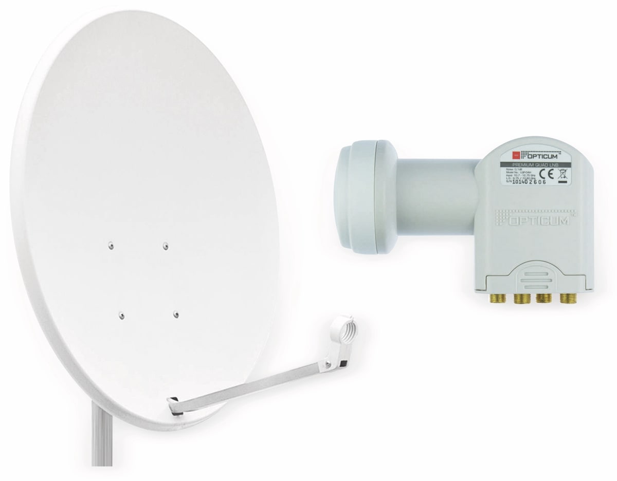 RED OPTICUM Set SAT-Antenne QA60 lichtgrau, mit Quad-LNB von Red Opticum