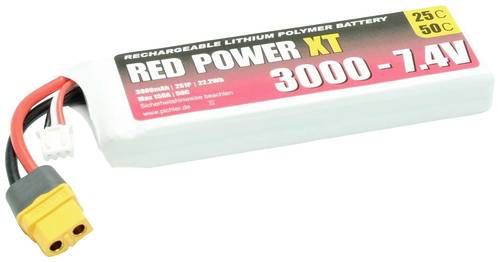 Red Power Modellbau-Akkupack (LiPo) 7.4V 3000 mAh Softcase XT60 von Red Power