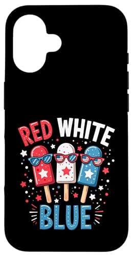 Patriotische amerikanische Flagge, Rot, Weiß, Blau, Eis am Stiel, 4. Juli Hülle für iPhone 16 Patriotische amerikanische Flagge, Rot, Weiß, Blau, Eis am Stiel, 4. Juli Hülle für iPhone 16 von Red White Blue Popsicles 4th of July Patriotic tee